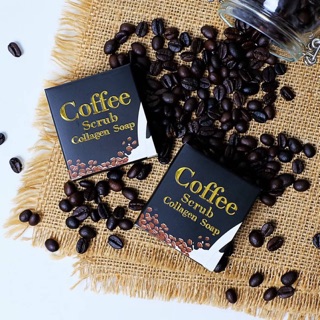 พร้อมส่ง☕️สบู่สคลับกาแฟ 🐐Coffee Scrub collagen soap สบู่สครับกาแฟ มาดามพัทพิ้ง ลุ้นทองในกล่อง