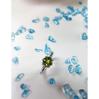 AR-Kang Collection**แหวนเงินแท้925 ชุบทองคำขาว พลอยแท้ PERIDOT