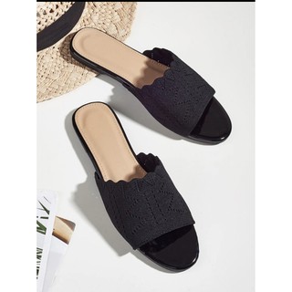 รองเท้าแตะส้นแบน Minimalist Knit Slide Sandals ไซส์ 38