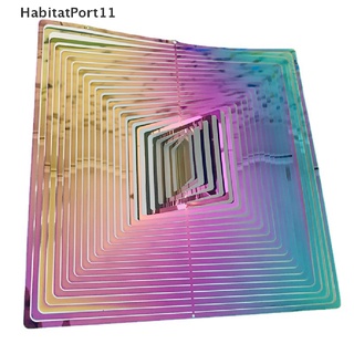 Habitatp กระดิ่งลม สเตนเลส ทรงสี่เหลี่ยม หมุนได้ 3D สําหรับกลางแจ้ง