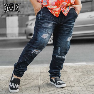 กางเกงยีนส์ขายาว ผ้ายืด YAK JEANS MIDNIGHT BLUE กางเกงไซส์ใหญ่ เสื้อผ้าไซส์ใหญ่