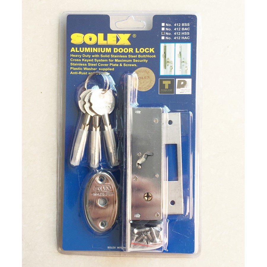 กุญแจล็อคประตูอลูมิเนียมSOLEX รุ่น 412HSS