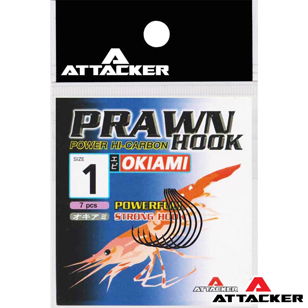 ตัวเบ็ด เบ็ด Attacker PRAWN HOOK OKIAMI POWER HI-CARBON