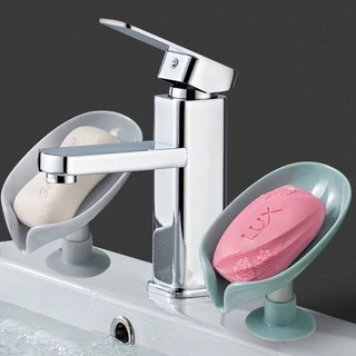 DEMA [พร้อมส่ง] ที่ใส่สบู่ ที่วางสบู่ทรงใบไม้ กล่องใส่สบู่ ใส่ฟองน้ำ ไม่ต้องเจาะผนัง มีที่ระบายน้ำ