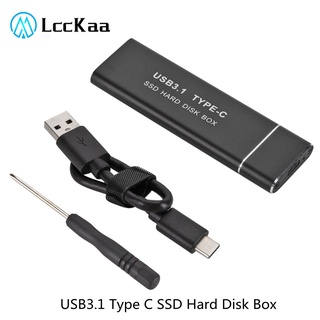 Lcckaa เคสฮาร์ดดิสก์มือถือ HDD USB 3.1 Type C เป็น M.2 NGFF SSD M2 เป็น USB C พร้อมสายเคเบิล สําหรับ 2230 2242 2260 2280 M2