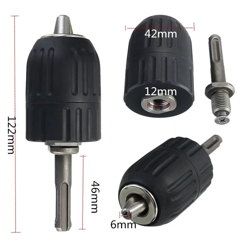 2-13 มม.keyless Drill Chuck 1/2 “-20unf พร้อมอะแดปเตอร์เชย 1/2” Keyless Drill Chuck สำหรับการแปลงประแจกระแทก
