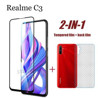 2in1 ฟิล์มกระจกนิรภัย + ฟิล์มด้านหลังสำหรับ Realme C3 C2 Realme 6 6i Pro