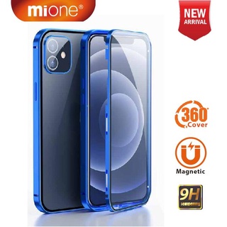 Mione 15 Pro Max เคสแม่เหล็ก 360 องศา เคสกระจกสองด้าน IP 12 11 13 14 Pro Max XS Max XR i7 i8 SE