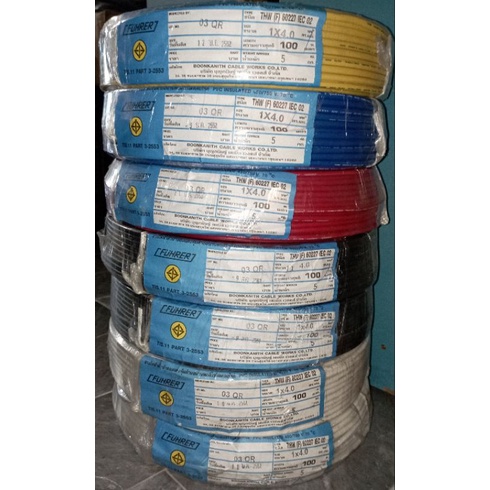 Fuhrerราคาพิเศษ มอก.💥VSF 1x4 ยาว100ม Fuhrer ฟูห์เรอร์ สายไฟทองแดงเต็ม มาตรฐาน 60227 IEC 02