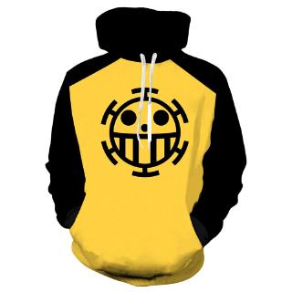 One Piece Trafalgaro Hoodie วันพีซ เสื้อสวมหัว Sweatshirts For Men เสื้อสเวตเตอร์เหลือง hoodie ลำลองคู่