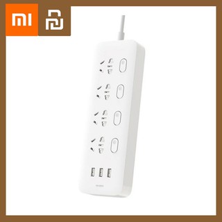 Xiaomi 3 USB Ports+4 Sockets with Switch Power Strip - รางปลั๊ก 3 พอร์ต USB+4 ช่องพร้อมสวิทซ์ (แถมหัวแปลง)