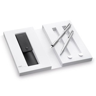 LAMY logo brushed steel fountain pen and ballpoint pen gift set