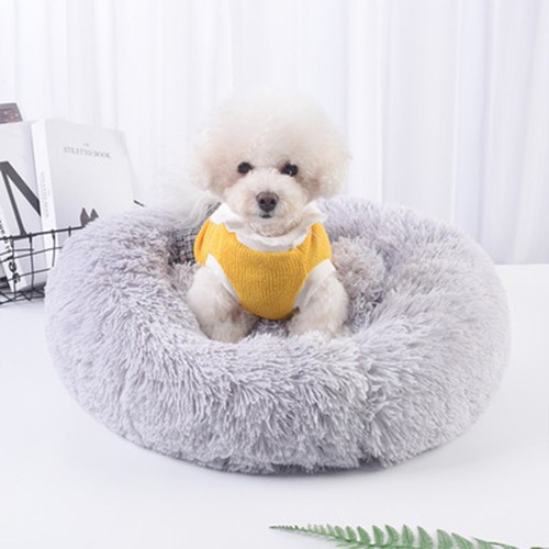 บ้านหมา：Round Dog Beds House Soft Long lush Best et Dog Bed For Dogs Basket Cushion Cat Bed Cat