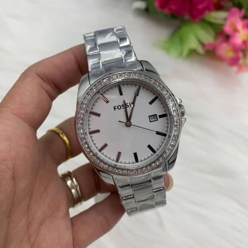 พร้อมส่ง นาฬิกาข้อมือผู้หญิง Fossil Silver- tone Stainless Steel Ladies Watch BQ3188