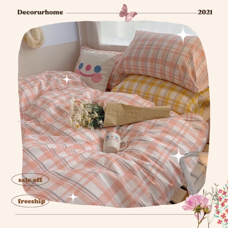 โพลีฝ้าย| SET 4 ชิ้น POPY COTTON BEDDINGS ลายทาง - สไตล์เกาหลี - ตรงตามตามภาพ