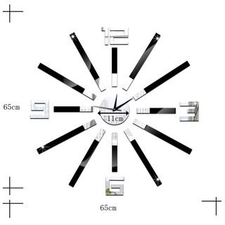 นาฬิกาติดผนัง DIY ประกอบด้วยตนเอง ของตกแต่งบ้าน สีดำ ลายแถบ