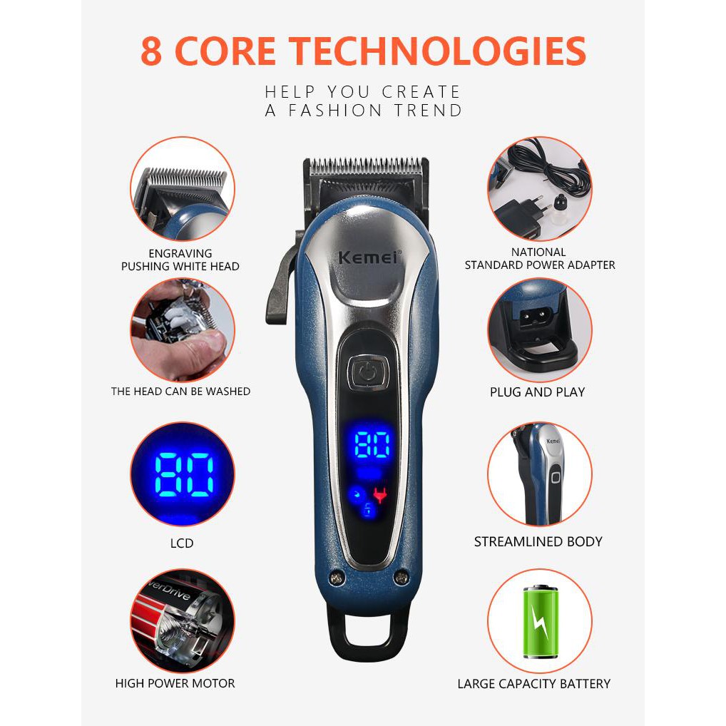 Kemei รุ่นใหม่ แบตแรง หน้าจอแสดงผล LCD รูปที่ 2