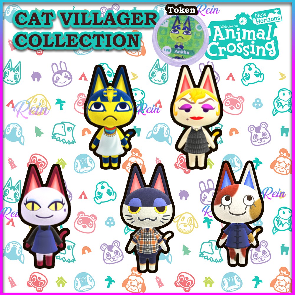 ตุ๊กตาสัตว์ Amiibo Tokens Any Amiibo Cat Villager Ankha Mitzi Kiki Kabuki Olivia Rosie Merry Lo สําหรับตกแต่งบ้าน