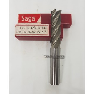 SAGA ดอกเอ็นมิล 4 เขี้ยว HSS CO.5 มาตฐานอุตสาหกรรม (ขนาด 3/16" - 3/4.)