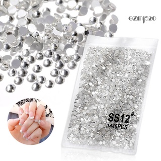 【AG】1440Pcs Manicure Decoration DIY Easy to Apply Glass Nail Transparent Flat Bottom Rhinestones for Phone Case