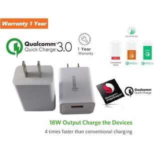 Quick Charge 3.0 USB Turbo Wall Charger Fast Charger หัวปลั๊กชาร์ทไฟ QC 3.0 ชาร์จไฟเร็วกว่าที่ชาร์จไฟทั่วไปถึง 4 เท่า