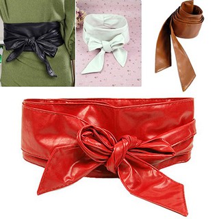 ผู้หญิงหนัง Faux Bowknot Wrap มัดรัดตัวรัดตัว Cinch เอววงแหวนสายรัดเอว