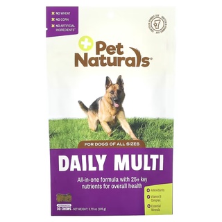 Pet Naturals of Vermont, เดลี่ มัลติ สำหรับสุนัข บรรจุเม็ดเคี้ยว 30 เม็ด ขนาด 3.70 ออนซ์ (105 ก.)