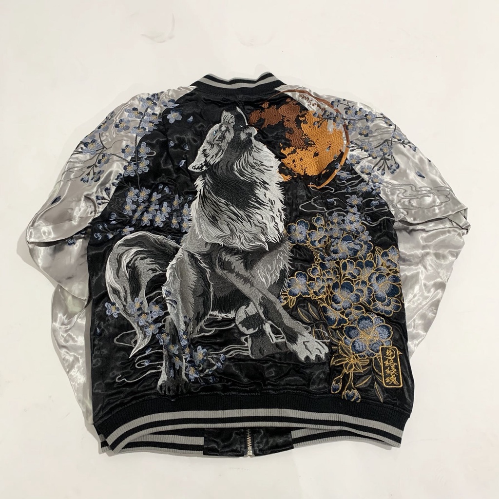 Karakuri Tamashi Silver Wolf Reversible Sukajan Jacket