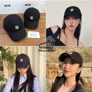 ของแท้ MLB rooky unstructured ball cap หมวกสีดำ ⚫️⚫️ โลโก้ NY รุ่นนี้ฮิตมากๆ ขายดี ป้ายแท็กเกาหลี  🇰🇷