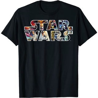 เสื้อยืดโอเวอร์ไซส์เสื้อยืด พิมพ์ลายโลโก้โปสเตอร์ Star Wars สไตล์คลาสสิกS-3XL