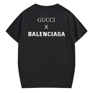 [S-5XL]Balenci&amp;a เสื้อยืดคอกลม แขนสั้น ผ้าฝ้าย พิมพ์ลายตัวอักษรภาษาอังกฤษ พลัสไซซ์ สําหรับผู้ชาย และผู้หญิง