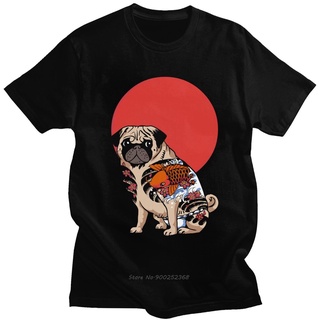 เสื้อยืดผ้าฝ้ายพิมพ์ลายขายดี เสื้อยืดแขนสั้น ผ้าฝ้าย พิมพ์ลายกราฟฟิค Yakuza Pug สไตล์ญี่ปุ่น สําหรับผู้ชาย