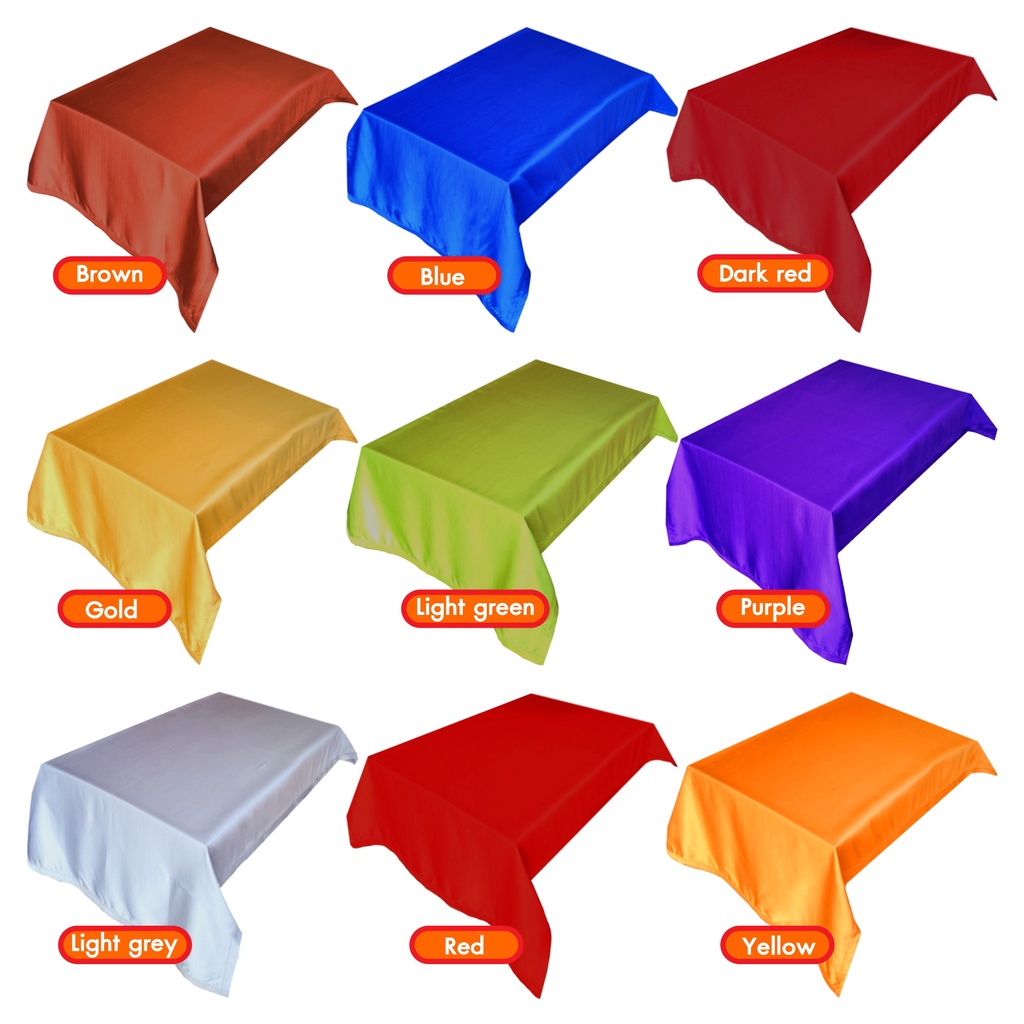 ผ้าปูโต๊ะไหมสีพื้น ผ้าปูโต๊ะอาหาร 4 ที่ขนาด 39*78 นิ้ว/100*200 ซม./Solid color silk tablecloth size 
