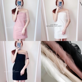 JOLIE DRESS - SHP_HAPPY ลดเหลือ 405 ใส่โค้ด SHPHPY9 มินิเดรสปาดไหล่ แต่งด้วยผ้าตะข่าย สวยน่ารัก ต้องรุ่นนี้เลย