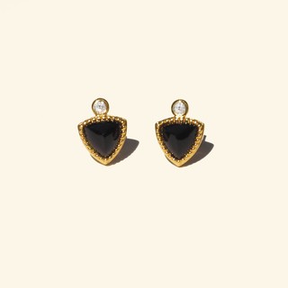 Shependence ต่างหูก้านนิลดำ (Genuine Onyx Pyramid Stud Earrings)