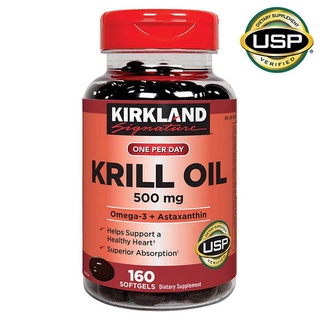 (EXP.12/24)Kirkland Signature Krill Oil 500 mg ขนาด160 Softgels (ติดกระดาษแดง)