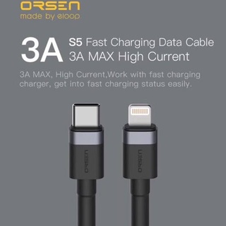 [สายชาร์จเร็ว] ORSEN S51 สายชาร์จ USB Type-C to 8 PIN รองรับ PD Technology รองรับกระแสไฟสูงสุด 3A