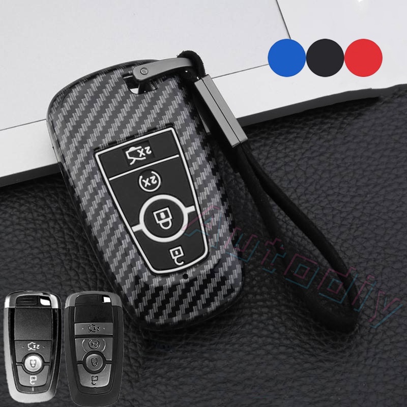 เคสกุญแจรีโมทรถยนต์ คาร์บอน และซิลิโคน ABS สําหรับ Ford Ranger Rapter Fx4 Max Wildtrak XLT XL EcoSpo