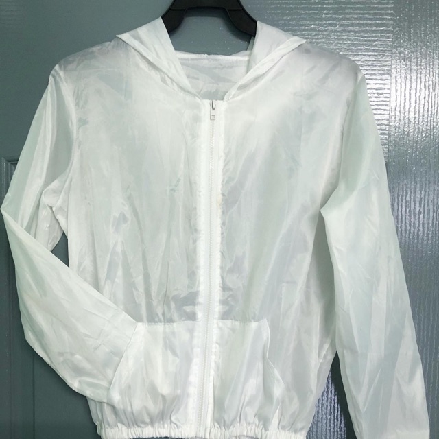 เสื้อแจ็คเก็ตผ้าร่มสีขาว Zize: F