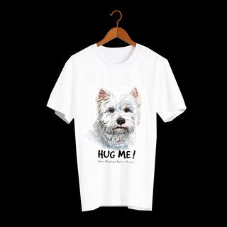 เสื้อลายหมา DI23 เสื้อยืดลายหมา West Highland White Terrier เสื้อยืดพิมพ์ลายน้องหมา