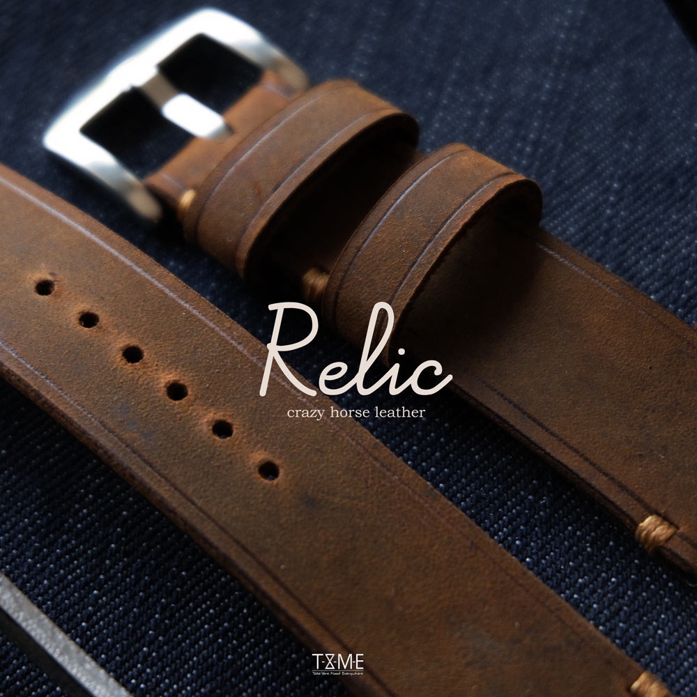สายนาฬิกาหนังhandmade รุ่น Relic หนังสีน้ำตาล 18มม 20มม 22มม 24มม. watch strap