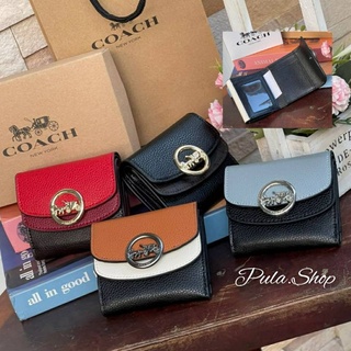 กระเป๋าสตางค์ ใส่การ์ด Coach JADE SMALL DOUBLE FLAP WALLET IN COLORBLOCK (COACH F88002)