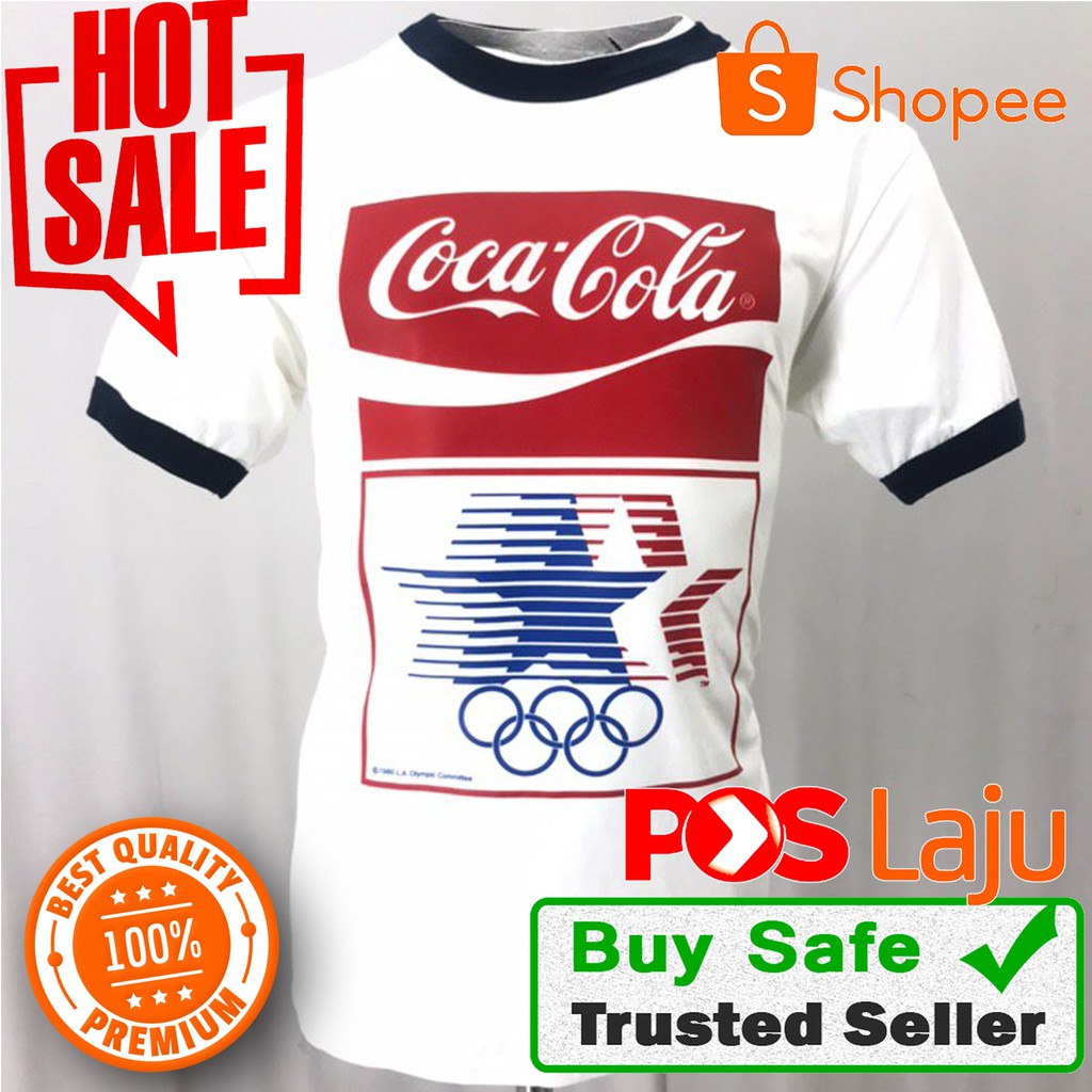 ใหม่!!! เสื้อยืด Coca-Cola Olympic 1984-WHITE