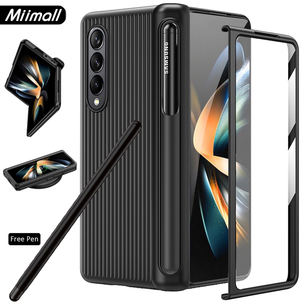 【พร้อมส่ง เคส Z Fold 4 ใส่ปากกา】Miimall เคสกันกระแทก แบบแข็ง บางพิเศษ เคส Samsung Fold 4 แบบบานพับ ใ