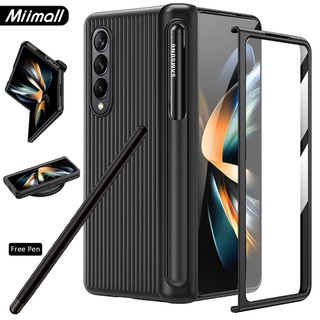 【พร้อมส่ง เคส Z Fold 4 ใส่ปากกา】Miimall เคสกันกระแทก แบบแข็ง บางพิเศษ เคส Samsung Fold 4 แบบบานพับ ใส่ปากกาได้ สําหรับ Samsung Galaxy Z Fold 4 Case