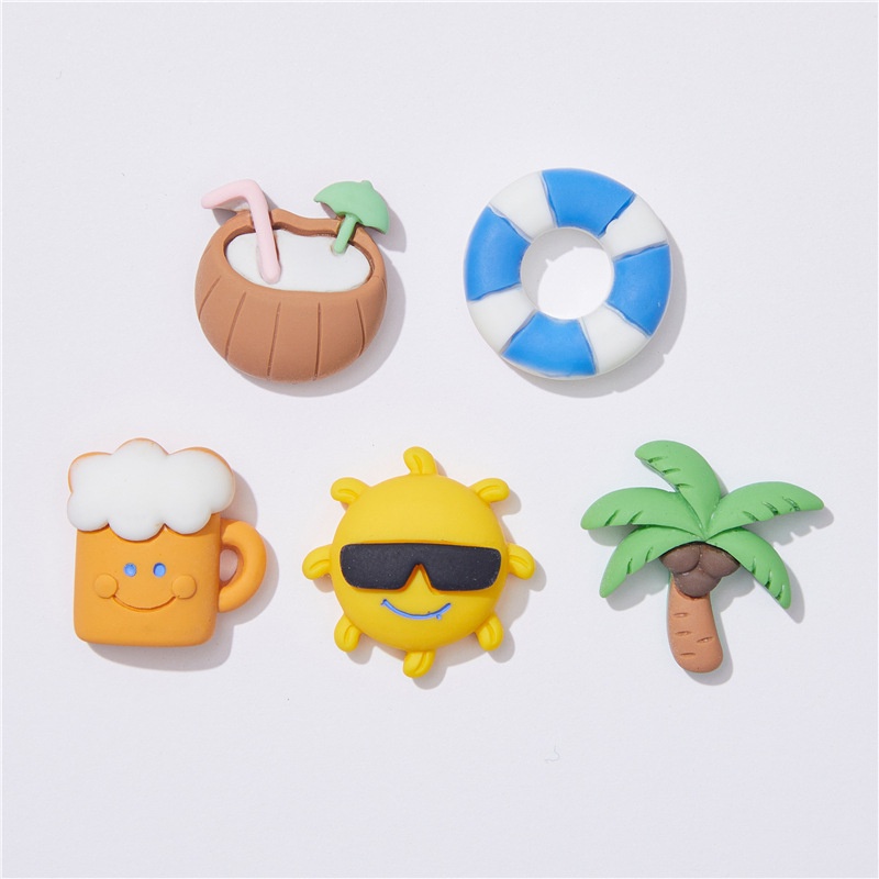 กิ๊บติดผมเรซิ่น รูปการ์ตูนชายหาด ฤดูร้อน แฮนด์เมด DIY อุปกรณ์เสริม สําหรับทําเครื่องประดับ ติดเคสโทรศัพท์ แก้วน้ํา รองเท้า DIY