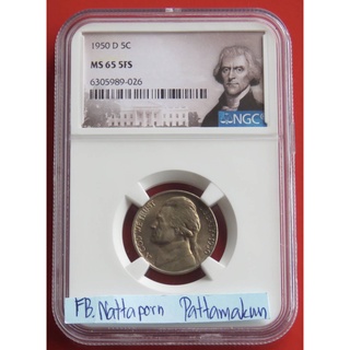 หรียญเกรด NGC MS65 United States of America Jefferson Nickels Five Cents 1950 D 5C