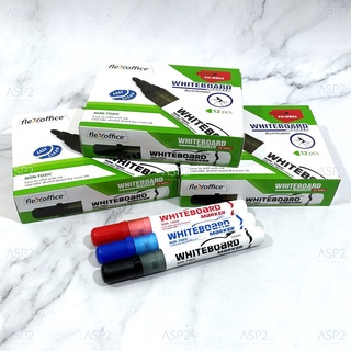 ปากกาไวท์บอร์ด Flex Office Whiteboard Marker FO-WB02 สีน้ำเงิน แดง ดำ (ยกกล่อง 12 ด้าม)