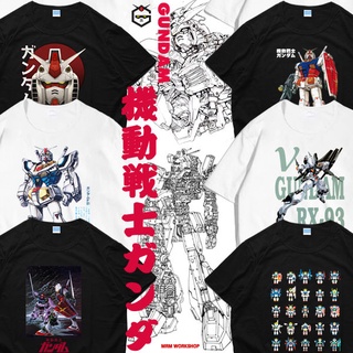 tshirtGundam 40th Anniversary Joint Gundam Mobile Suit Unicorn Male National Tide Crew Neck Loose T-shirt Short Sleeve C