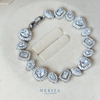 Neriza Jewelry/ข้อมือเพชรสังเคราะห์ งานละเอียดประกายเทียบเท่าเพชรแท้ จัดส่งฟรี พร้อมกล่อง NB026